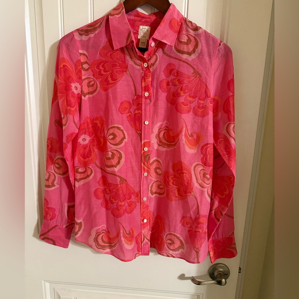 JCrew The Perfect Shirt Windsor print size 6